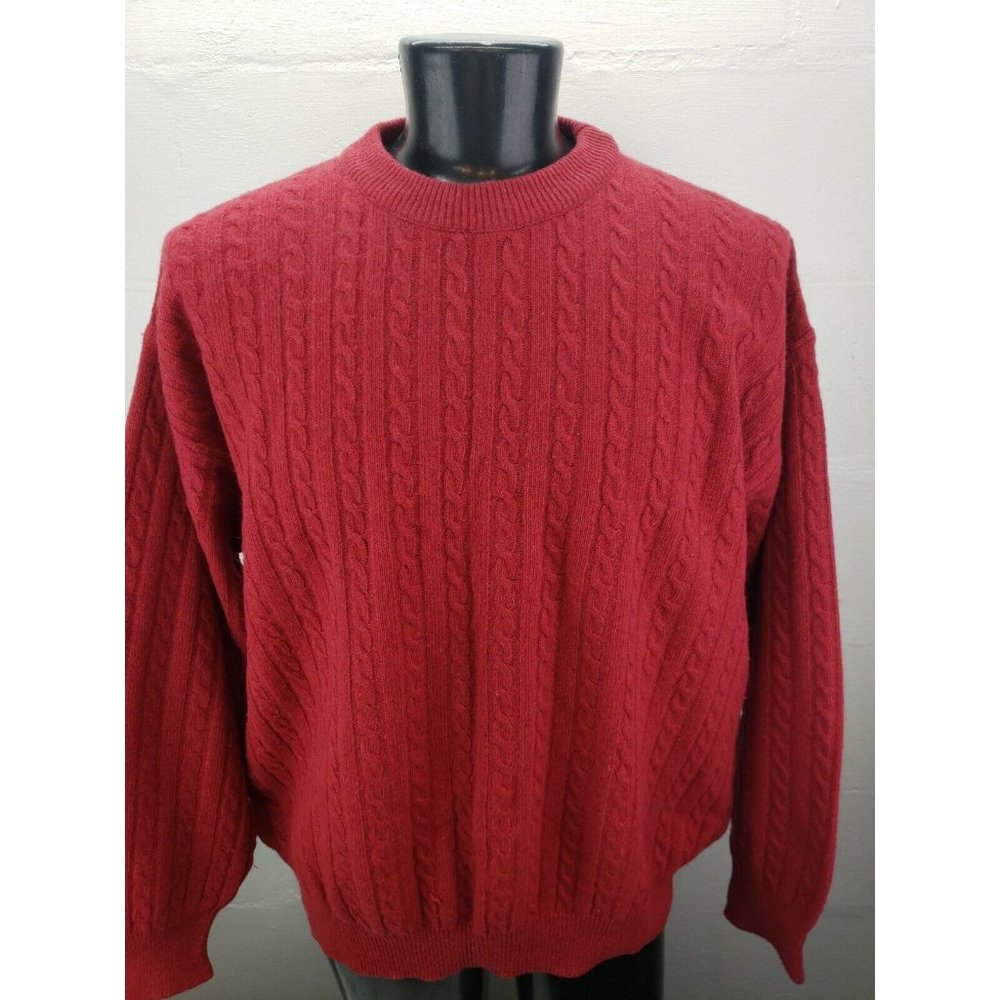 Vintage Tessitore Italian Cable Knit Sweater XXL Merlot Maroon Wool Kashmere